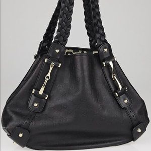 Gucci Black Leather Guccissima Pelham Shoulder Bag